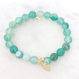 Bracelet élastique pierres (blanc/turquoise)