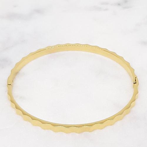 Bracelet écrou doré ovale avec fermoir invisible en acier inoxydable