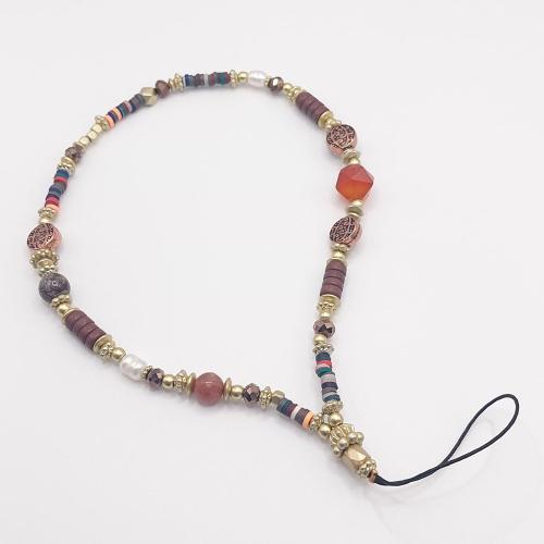 Bracelet téléphone Bohème Chic en perles multicolores et acier inoxydable
