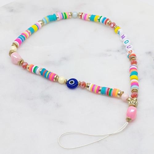 Bracelet téléphone de la marque MILË MILA orné de perles rondelles multicolores