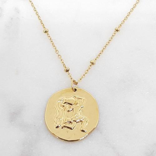 Collier signe Astrologique Verseau en acier inoxydable doré à l'or fin